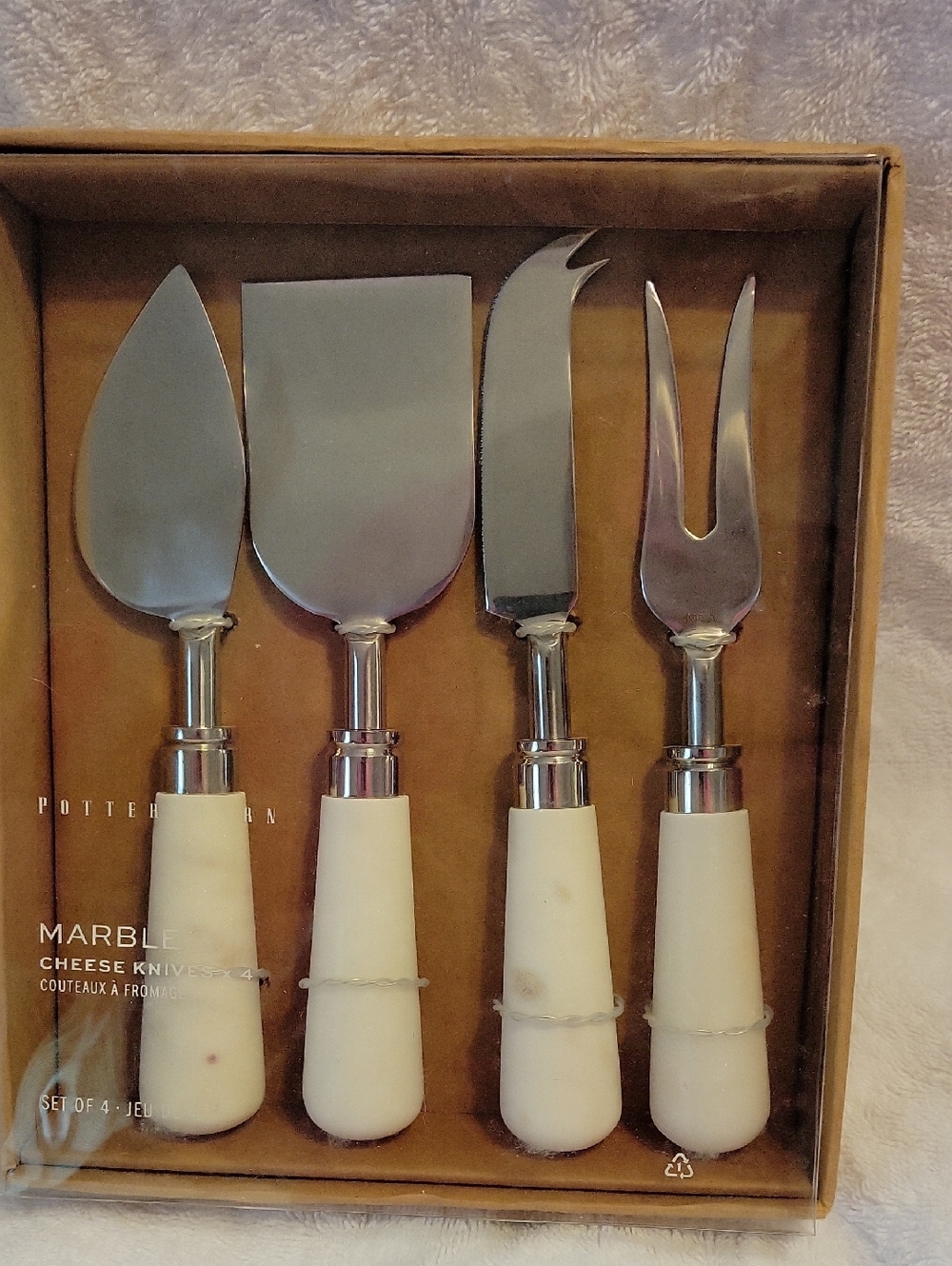 Marble Handle Cheese Knife Set - 4 Piece